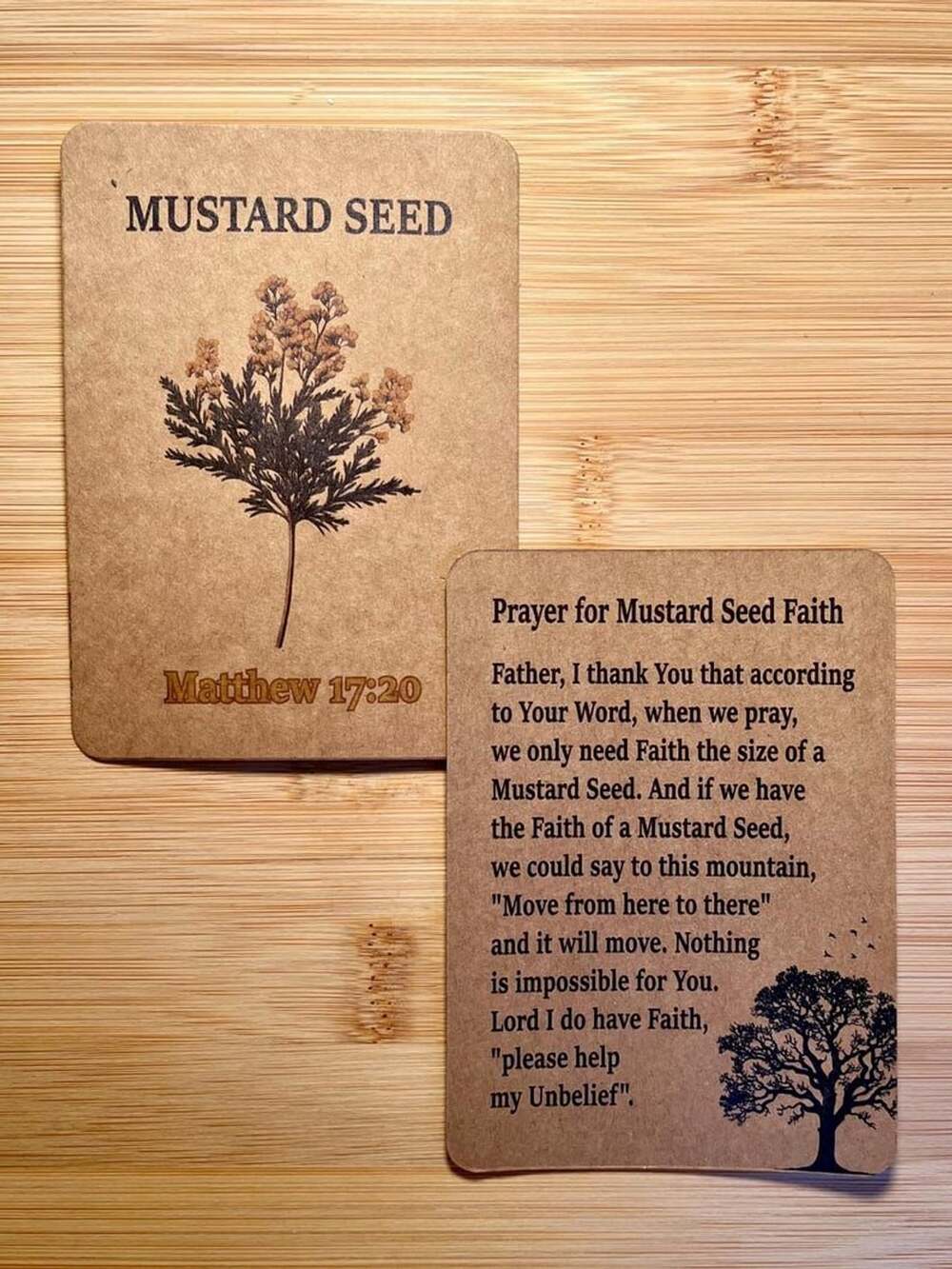 Mustard Seed Holy Card Matthew 17:20 Prayer Card - 50 count